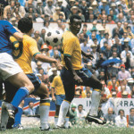 Pelé e Tostão durante a Final da Copa de 1970 contra a Itália, no Estádio Azteca, México – 21 de junho de 1970. (Lemyr Martins