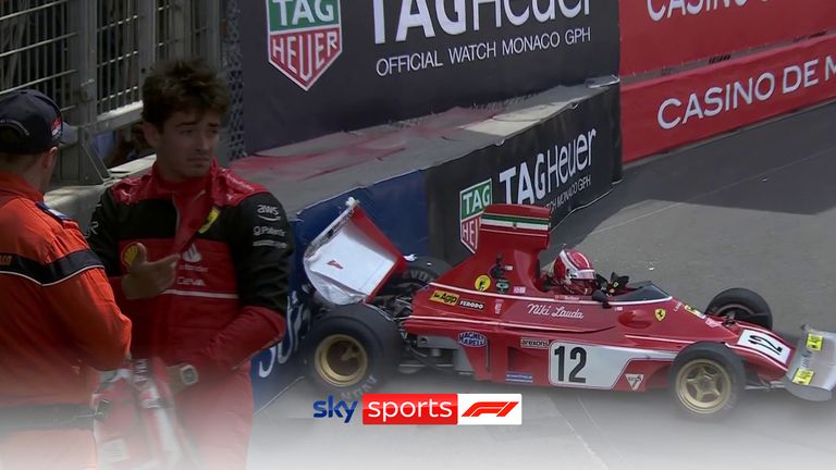 Charles Leclerc crashed an ex-Niki Lauda classic Ferrari during a demonstration run at the Monaco Historic event