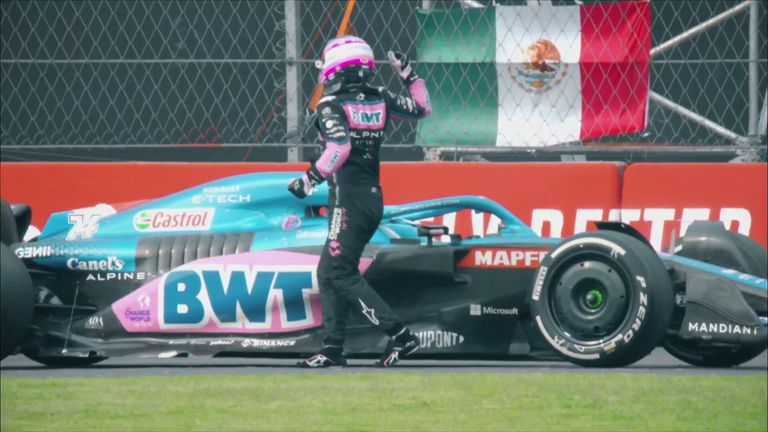 Fernando Alonso was forced to retire in Mexico City after suffering an engine failure in his Alpine on the 65th lap.